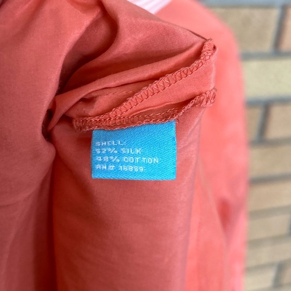 J. McLaughlin Embroidered Tunic Blouse Silk Blend Orange Long Sleeve Size 8 - Picture 4 of 6